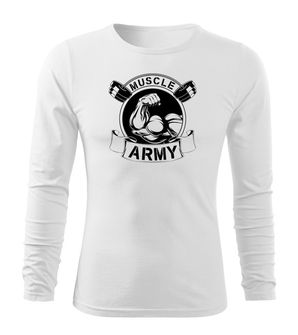 DRAGOWA Fit-T langärmliges T-Shirt muscle army original, weiß 160g/m2