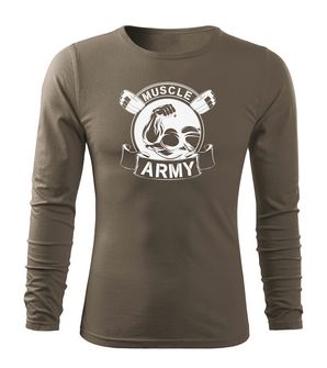 DRAGOWA Fit-T langärmliges T-Shirt muscle army original, olivgrün 160g/m2