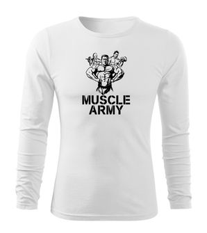 DRAGOWA Fit-T langärmliges T-Shirt muscle army team, weiß 160g/m2
