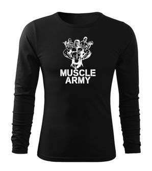 DRAGOWA Fit-T langärmliges T-Shirt muscle army team, schwarz 160g/m2