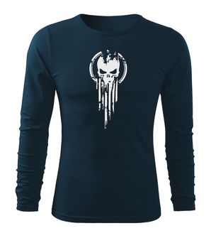 DRAGOWA Fit-T langärmliges T-Shirt skull, dunkelblau 160g/m2