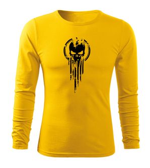 DRAGOWA Fit-T langärmliges T-Shirt skull, gelb 160g/m2