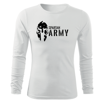 DRAGOWA Fit-T langärmliges T-Shirt spartan army, weiß 160g/m2