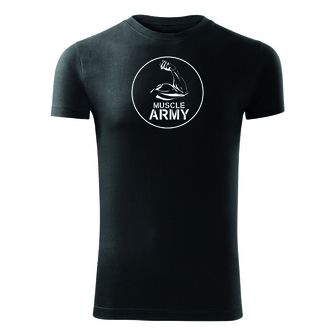 DRAGOWA Fitness-T-Shirt Muscle Army Biceps, schwarz 180g/m2