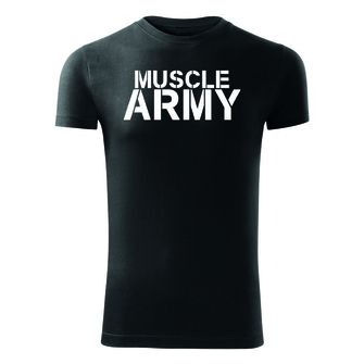 DRAGOWA Fitness-T-Shirt Muscle Army, schwarz 180g/m2