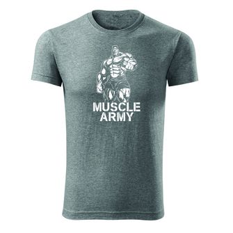 DRAGOWA Fitness-T-Shirt Muscle Army man, grau 180g/m2