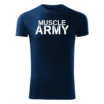 DRAGOWA Fitness-T-Shirt Muscle Army, blau 180g/m2