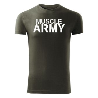 DRAGOWA Fitness-T-Shirt Muscle Army, olivgrün 180g/m2