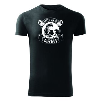 DRAGOWA Fitness-T-Shirt Muscle Army original, schwarz 180g/m2