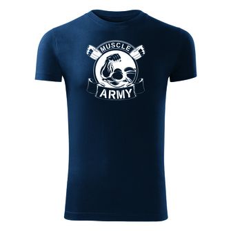 DRAGOWA Fitness-T-Shirt Muscle Army original, blau 180g/m2
