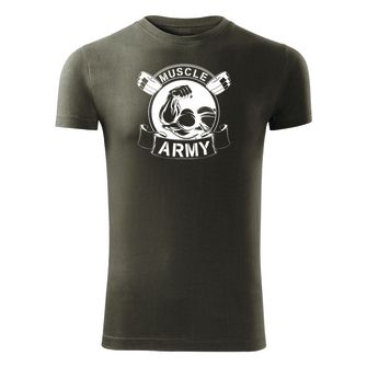 DRAGOWA Fitness-T-Shirt Muscle Army original, olivgrün 180g/m2