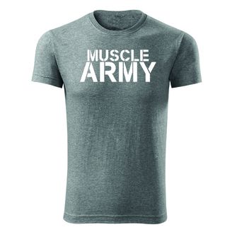DRAGOWA Fitness-T-Shirt Muscle Army, grau 180g/m2