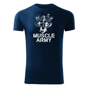 DRAGOWA Fitness-T-Shirt Muscle Army team, blau 180g/m2