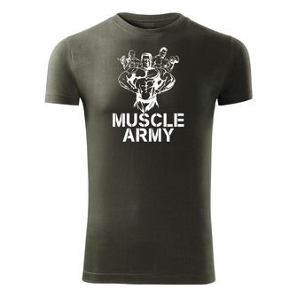 DRAGOWA Fitness-T-Shirt Muscle Army team, olivgrün 180g/m2