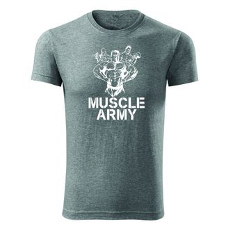 DRAGOWA Fitness-T-Shirt Muscle Army team, grau 180g/m2