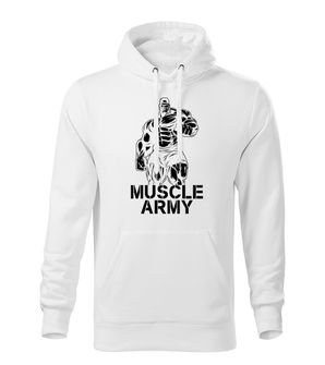 DRAGOWA Herren-Hoodie muscle army man, weiß 320g/m2
