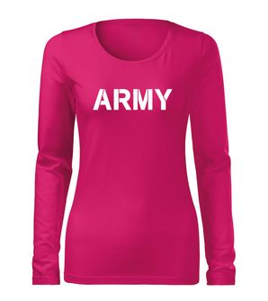 DRAGOWA Slim Damen-Langarmshirt army, rosa 160g/m2
