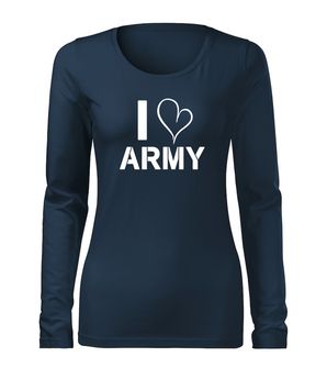 DRAGOWA Slim Damen-Langarmshirt i love army, dunkelblau 160g/m2